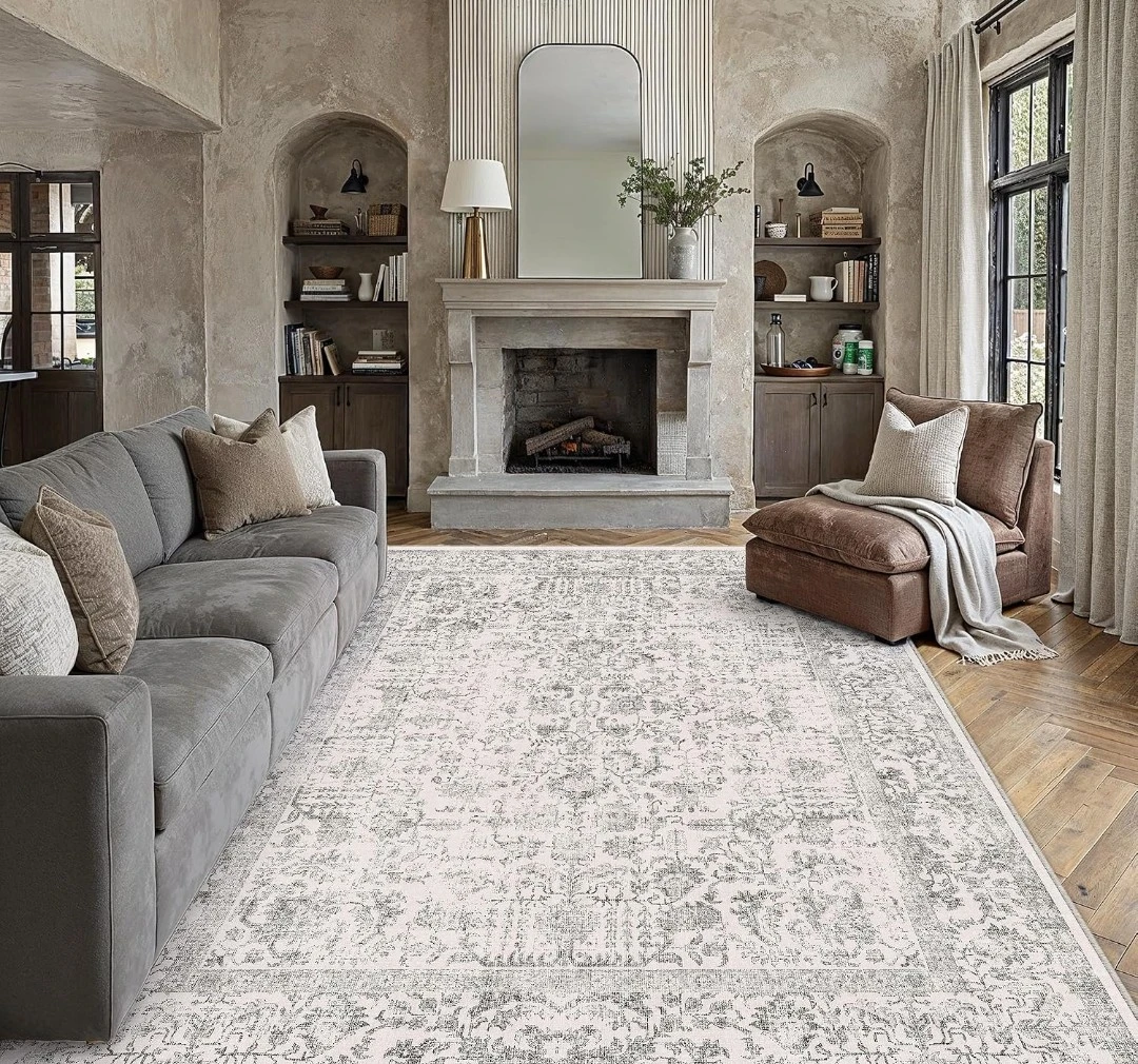 Vintage-Style Area Rug 8× 10 Machine Washable Rug