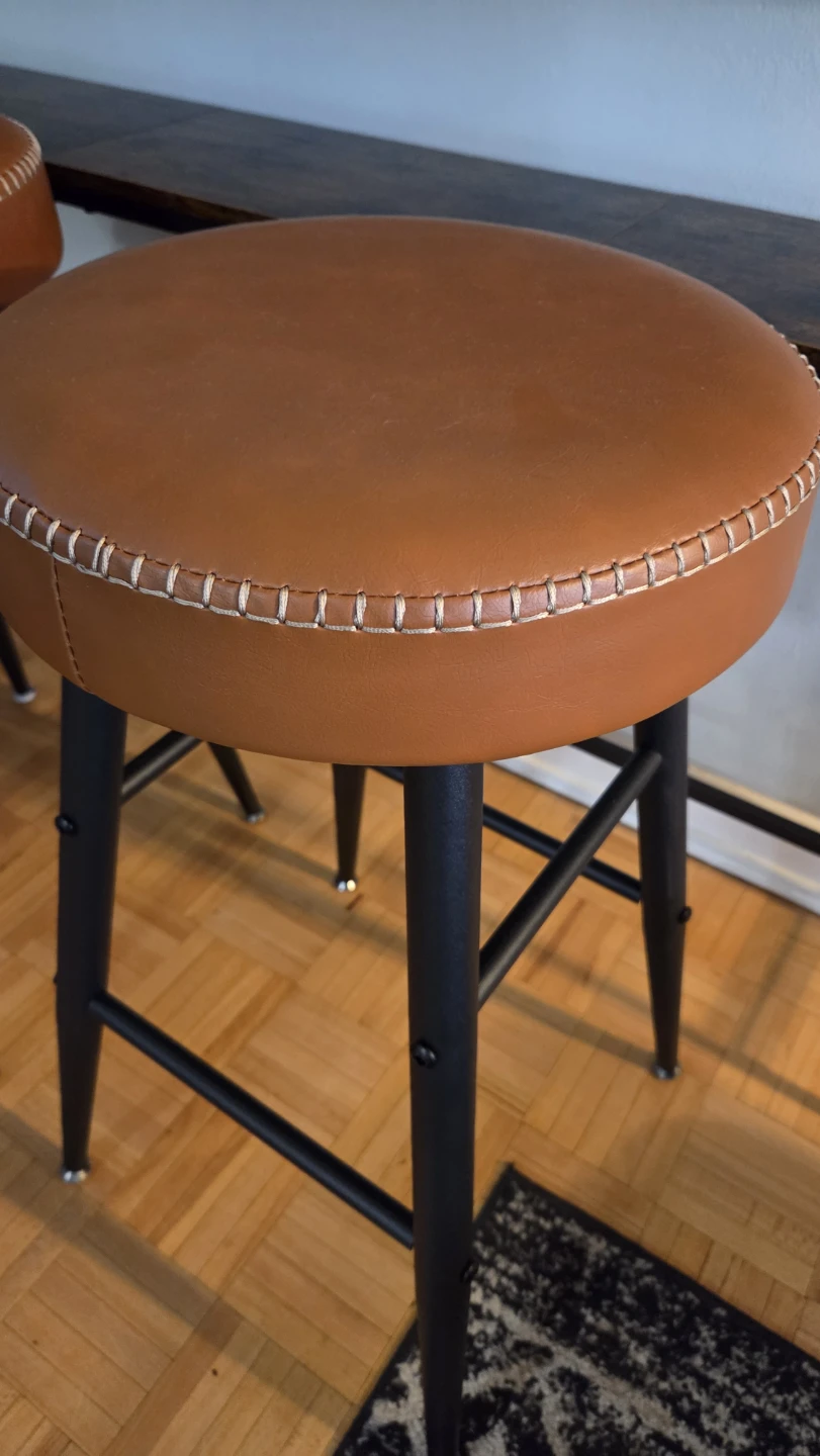 Set of 2 Leather Bar Stools – Caramel Brown *new - photo 2