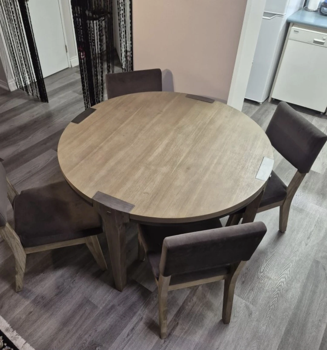 Round Wooden Dining Table with 4 Chairs