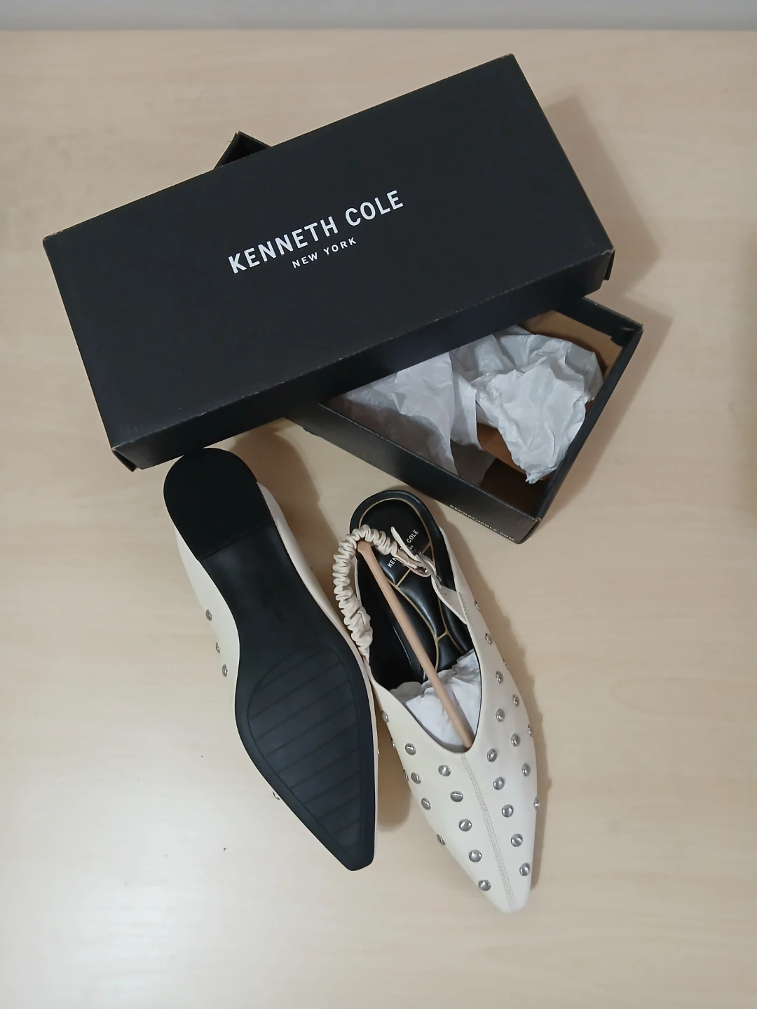 Kenneth Cole Nicola Vanilla Leather Studded Slingbacks - photo 2