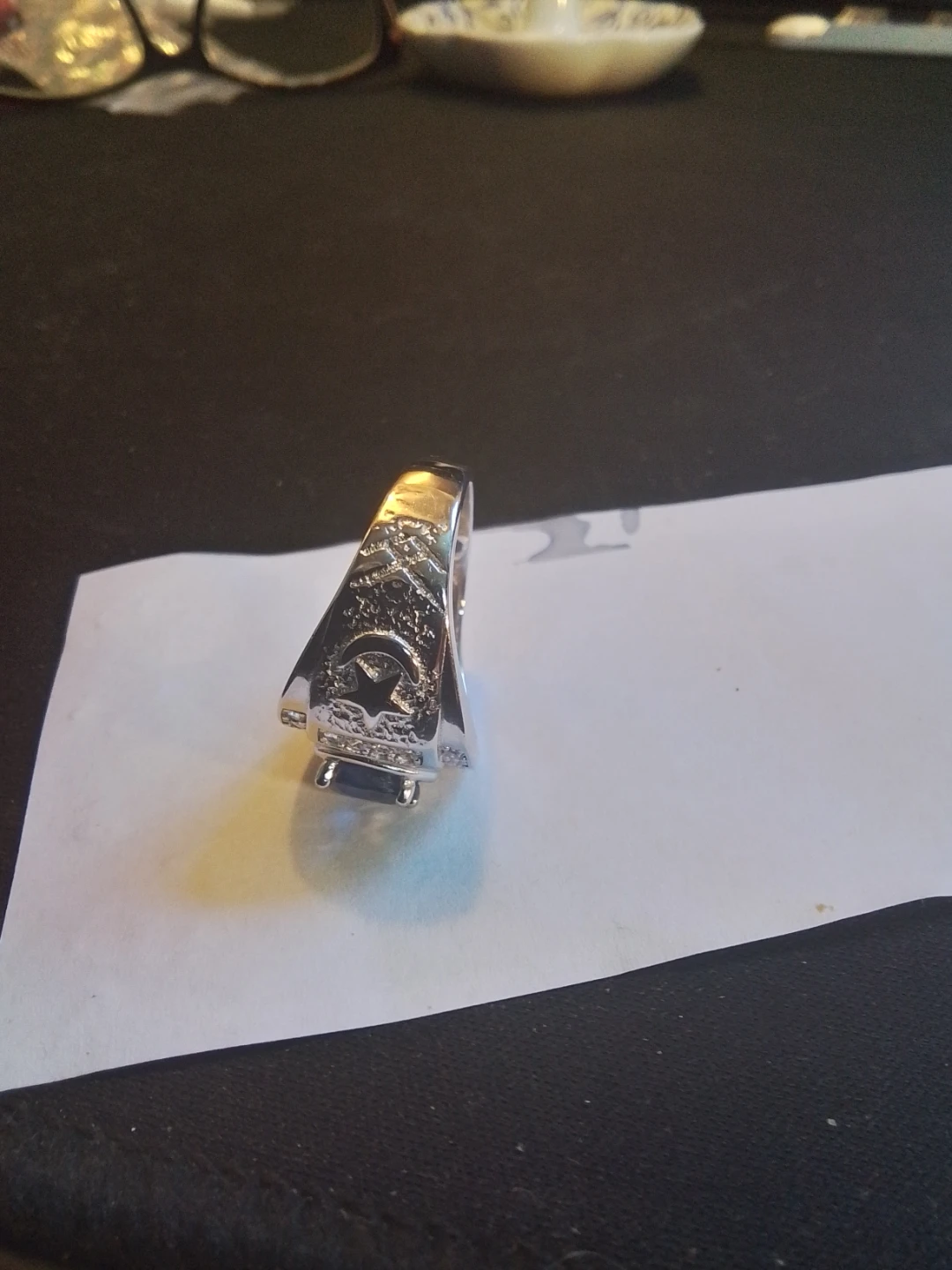 Masonic Shriner Signet Ring - Natural Ceylon Blue Sapphire - photo 5