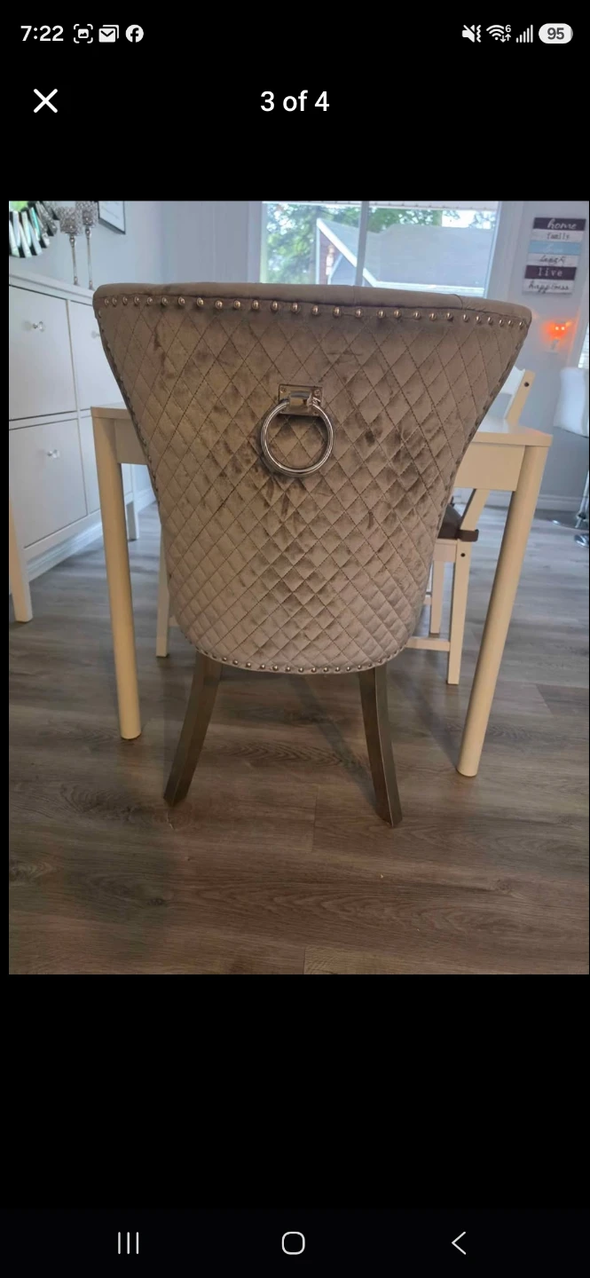 Set of 2 Grey Velvet Dining Chairs - photo 3