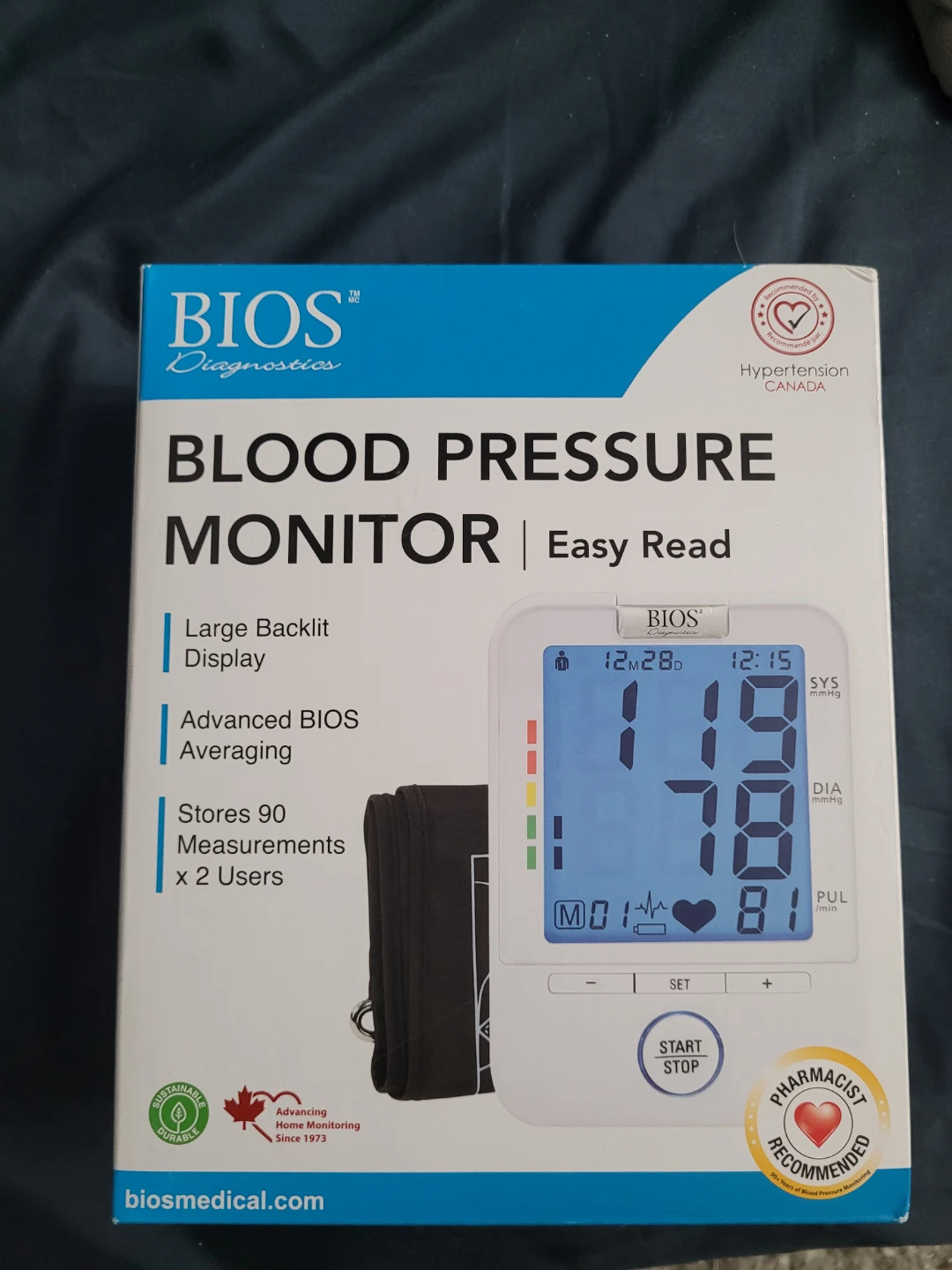 BIOS Diagnostics Easy Read Blood Pressure Monitor