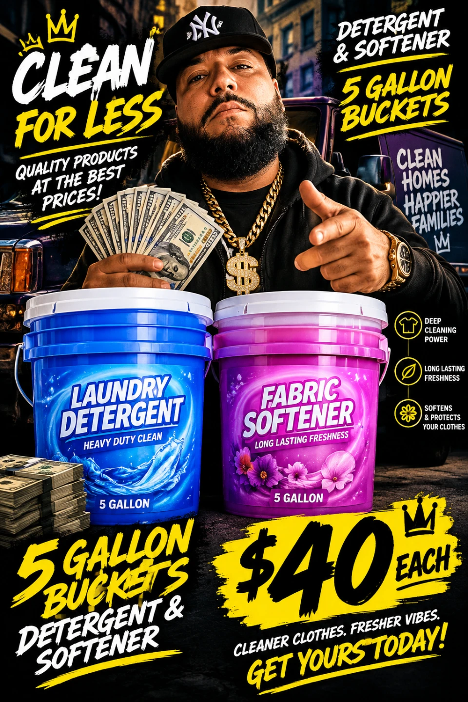 5 Gallon Laundry Detergent or Fabric Softener Bucket