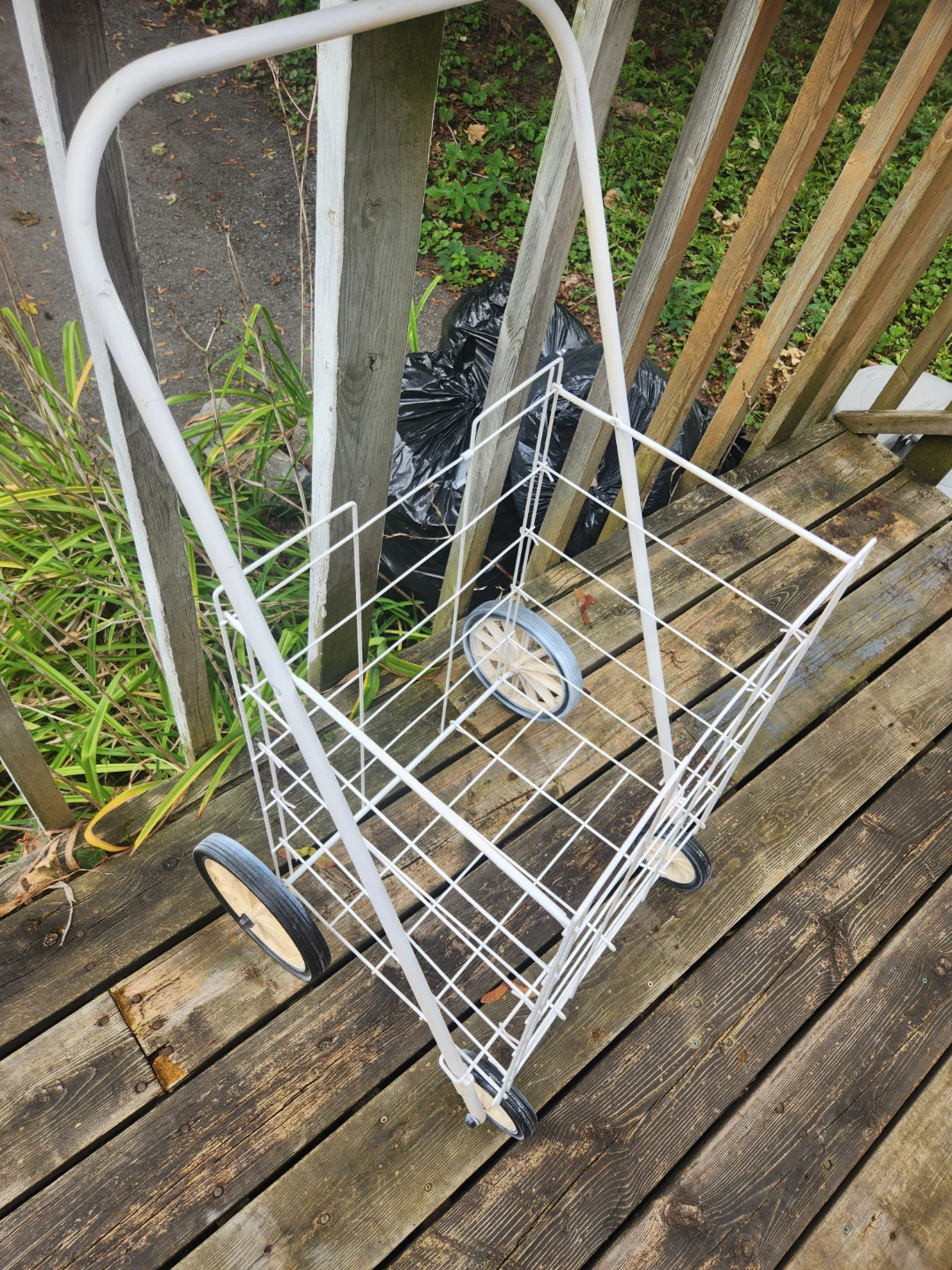 White Rolling Shopping Cart - photo 2