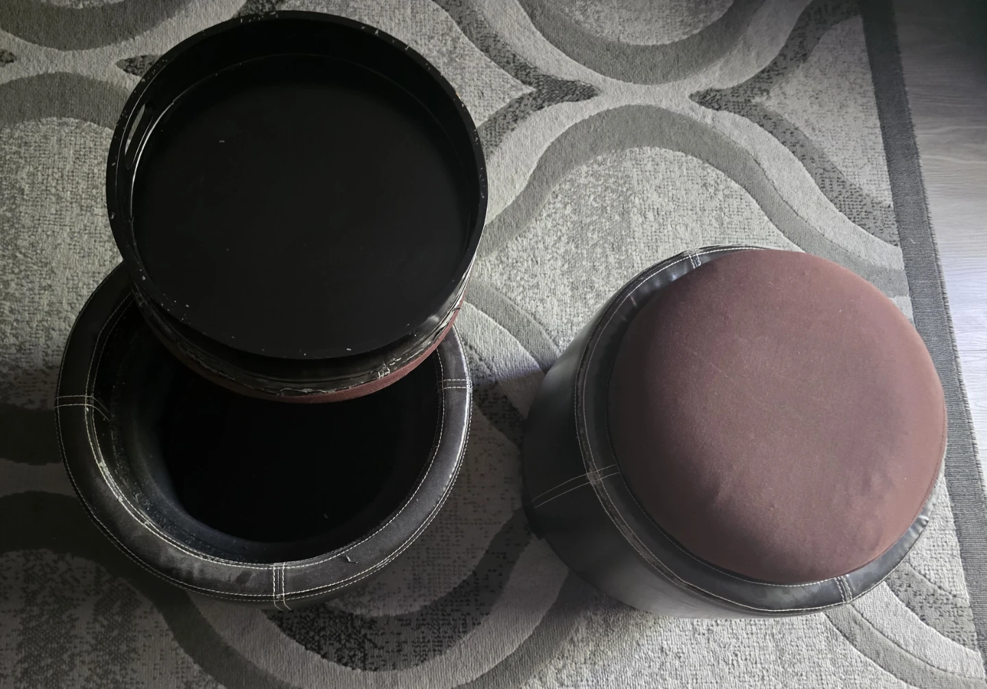 Round Storage Ottoman with Reversible Tray Lid - photo 3