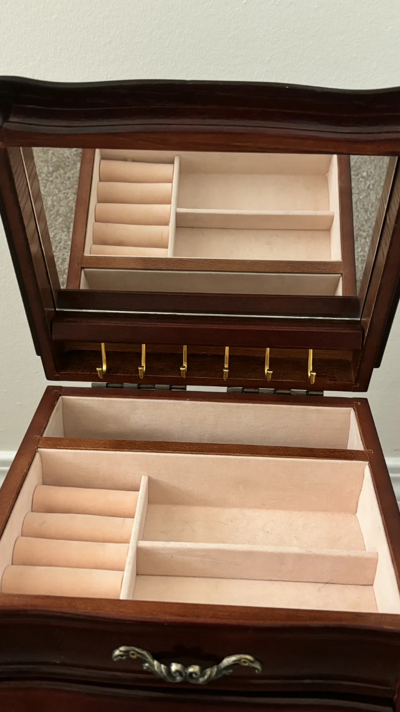 Wooden Jewelry Box with Mirror - photo 2