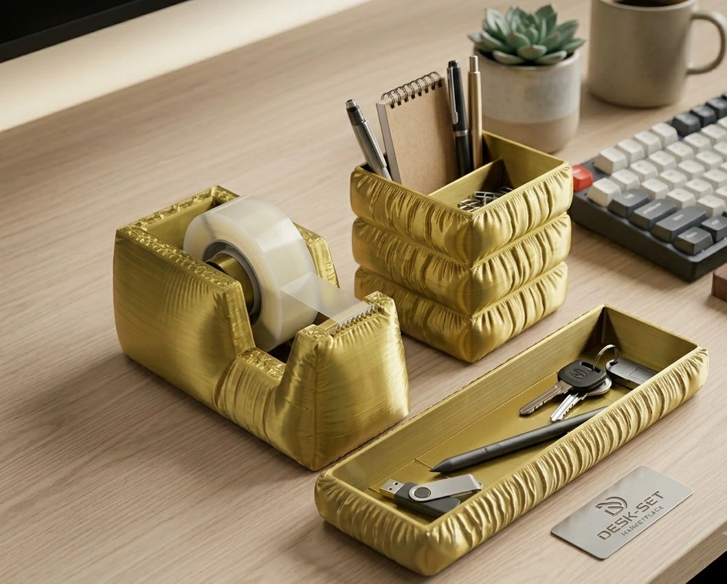 Three piece Desk-Set Gold