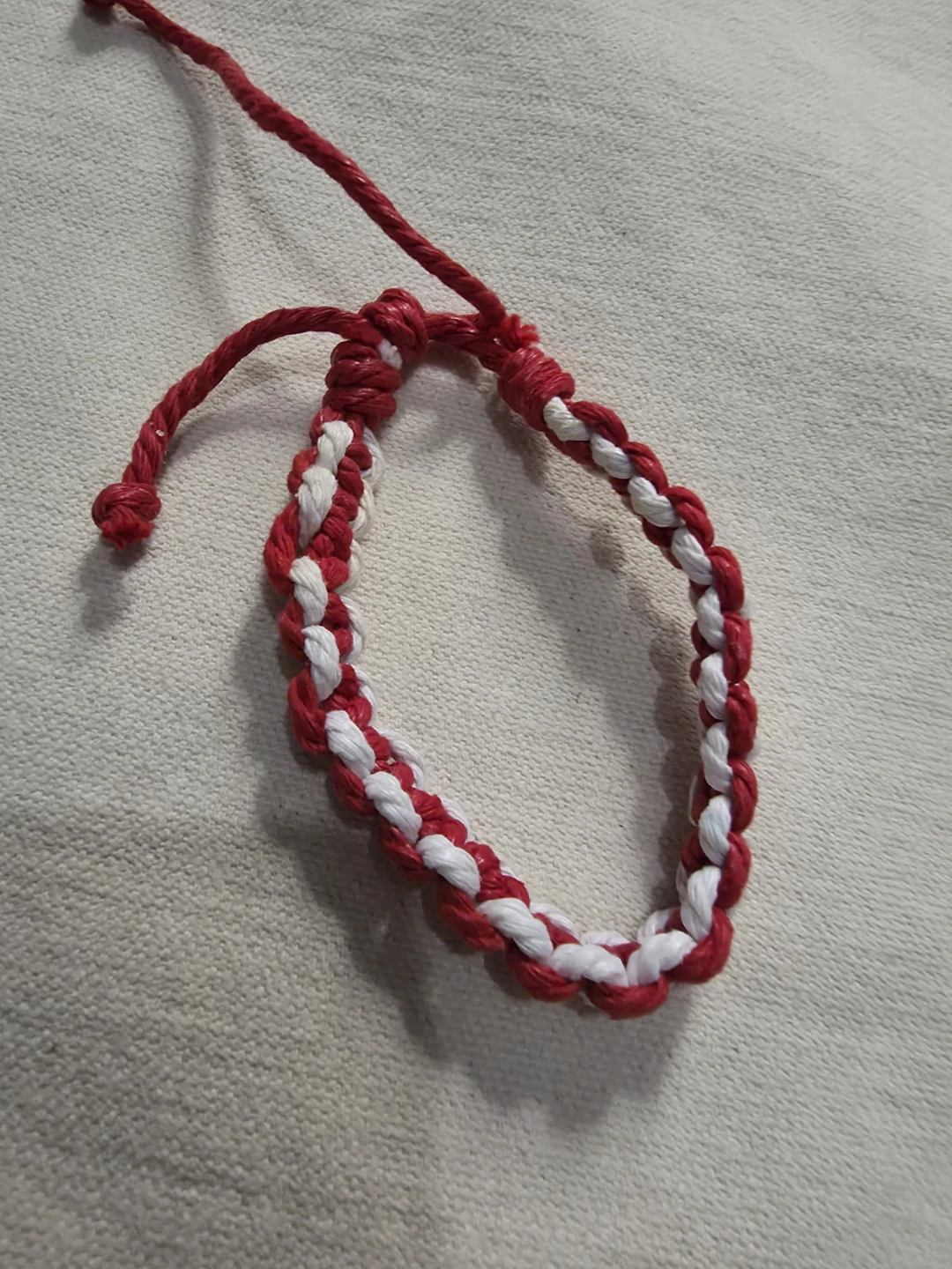 Handwoven Red and White Cord Bracelet 🏈 - photo 2