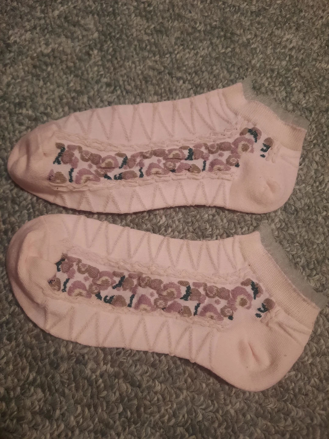 New Pink Floral Ankle Socks