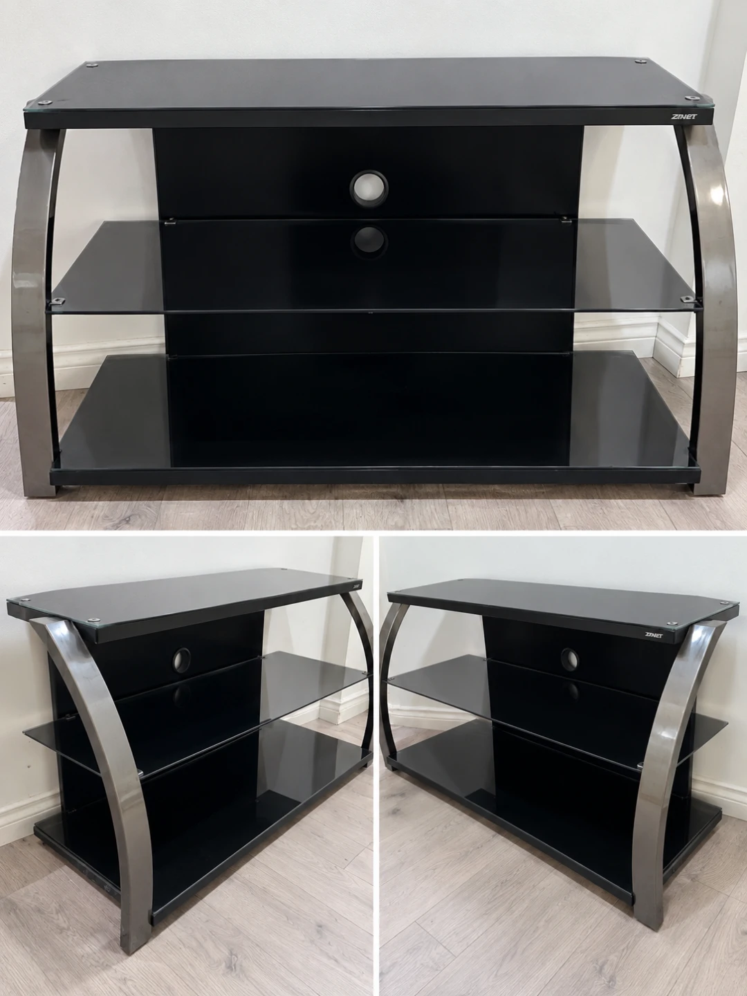 Zinet Black Glass TV Stand