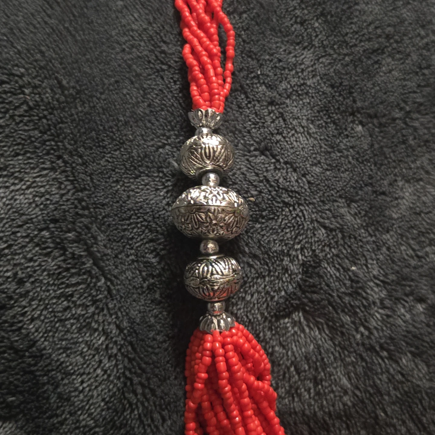 Red beaded multi strands necklace - photo 2