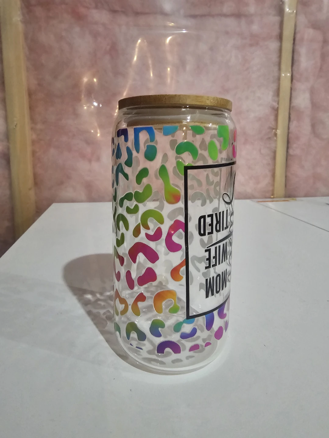 Rainbow Leopard Print Glass Cup - photo 3