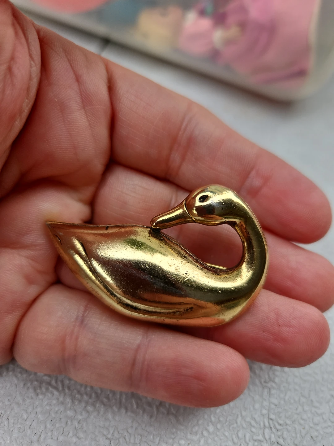 Vintage Gold Tone Swan Goose Brooch - photo 2