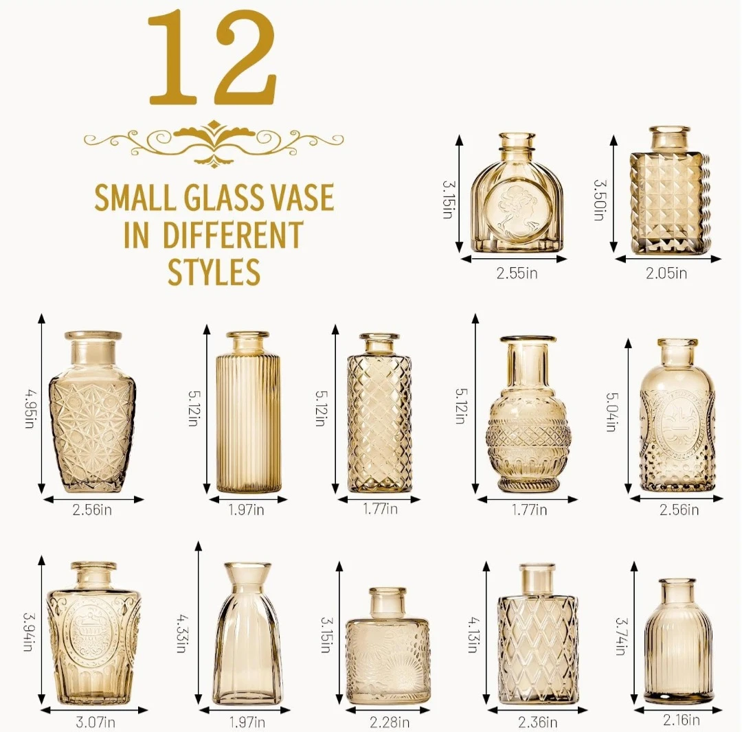Set of 12 Gold Glass Bud Vases - photo 2