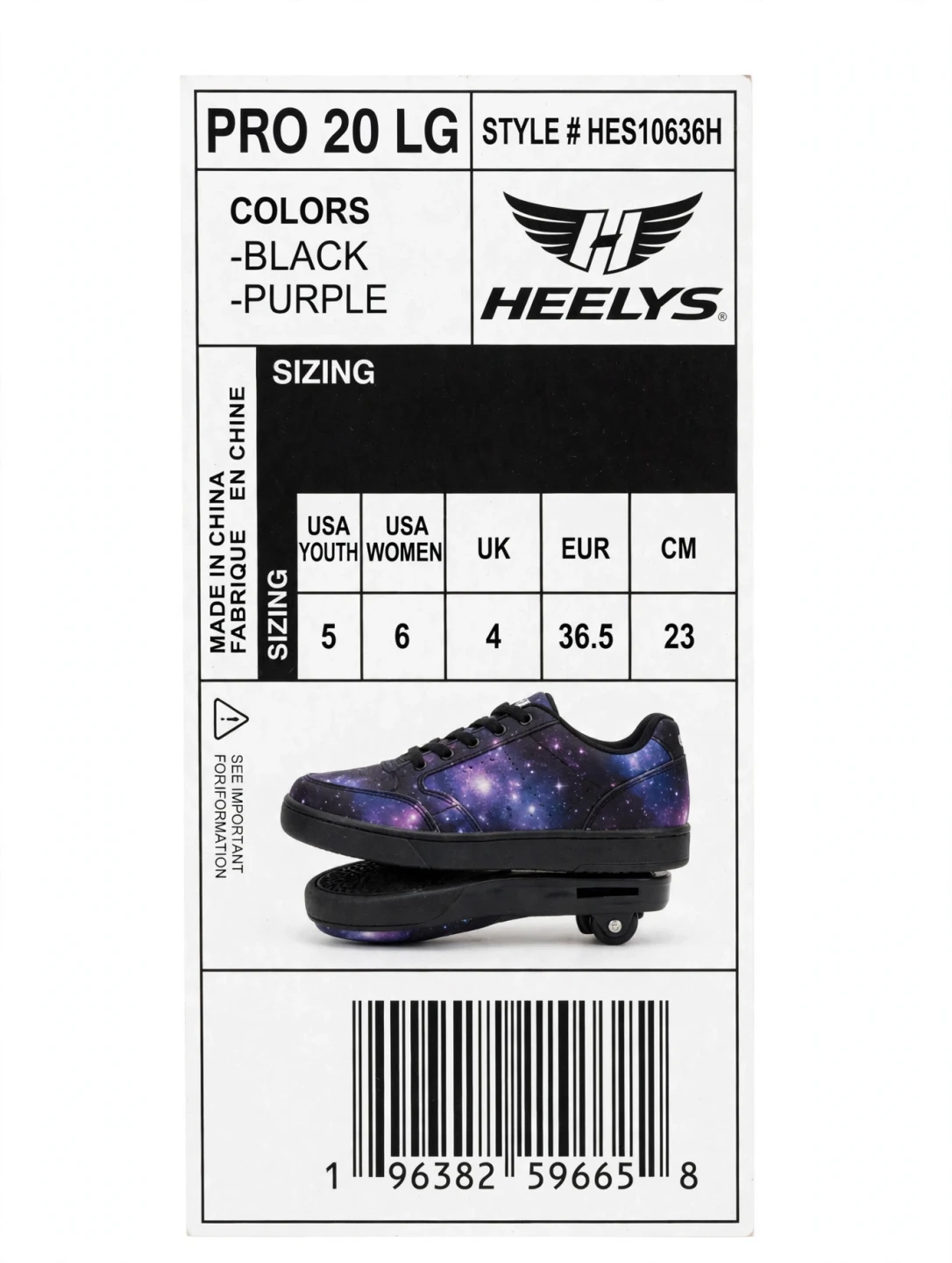 Heelys Pro 20 LG Wheeled Shoes Black/Purple Galaxy - photo 3