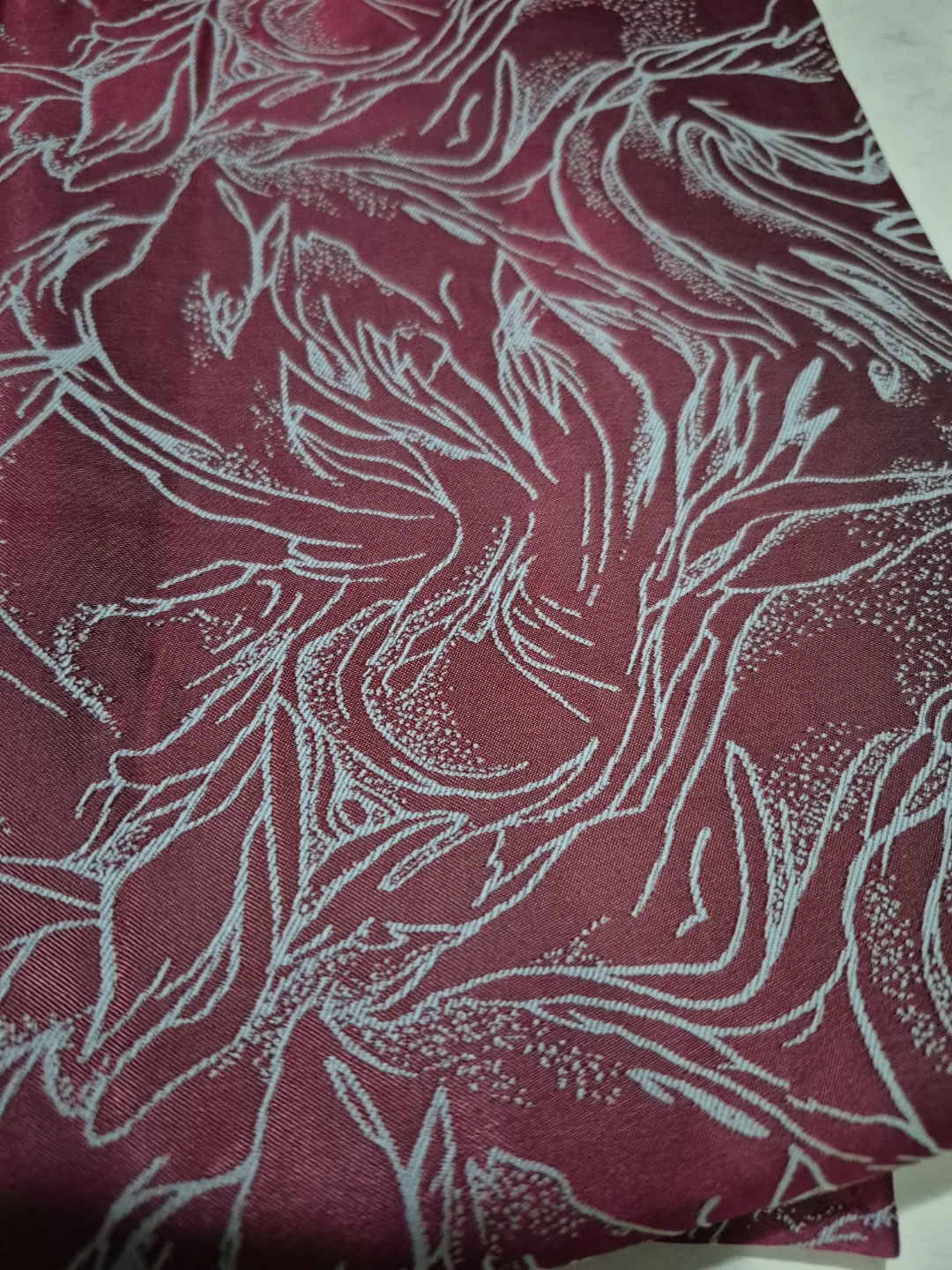 Burgundy and Silver Floral Fabric 2 meters