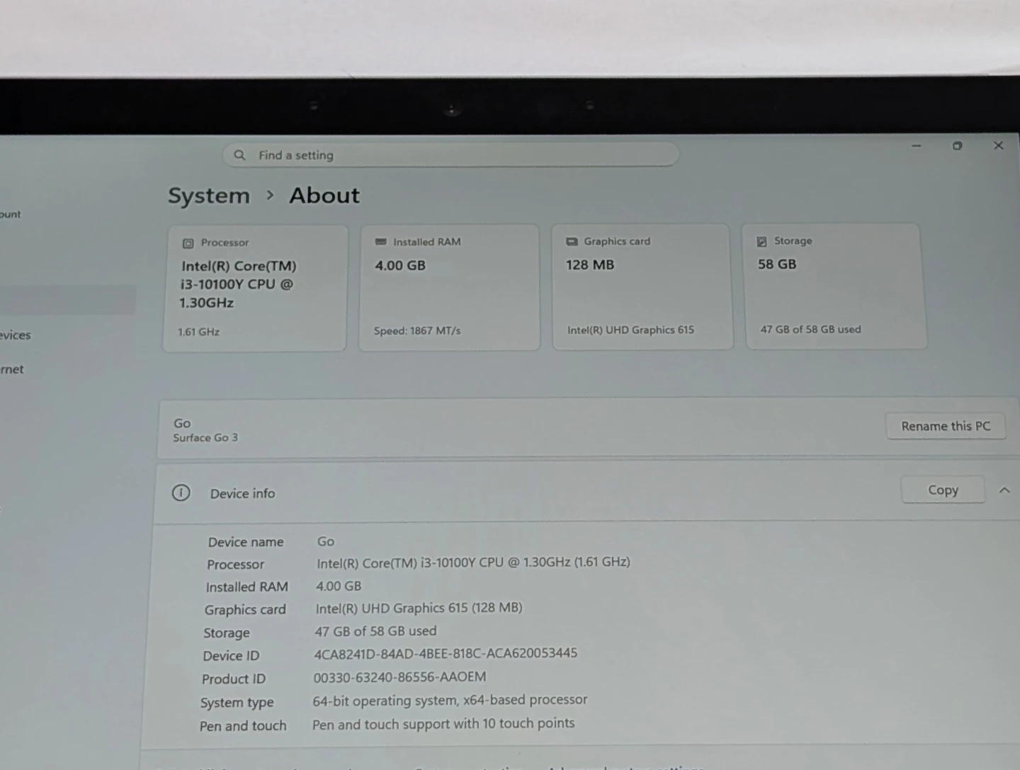 MICROSOFT SURFACE GO 3 WINDOWS 11 TABLET WIFI PLUS 4G - photo 2