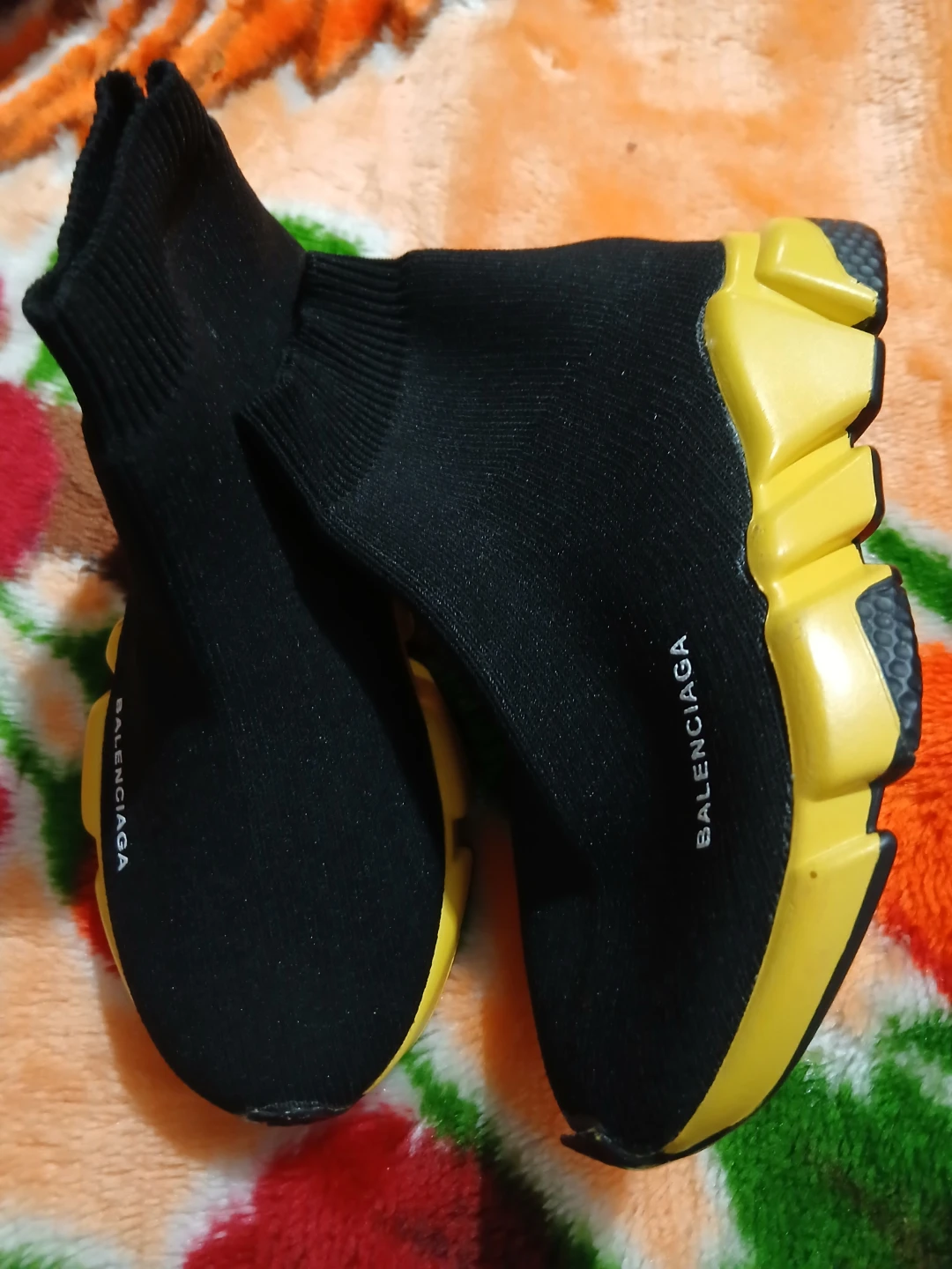 Balenciaga Speed Sneakers Black and Yellow