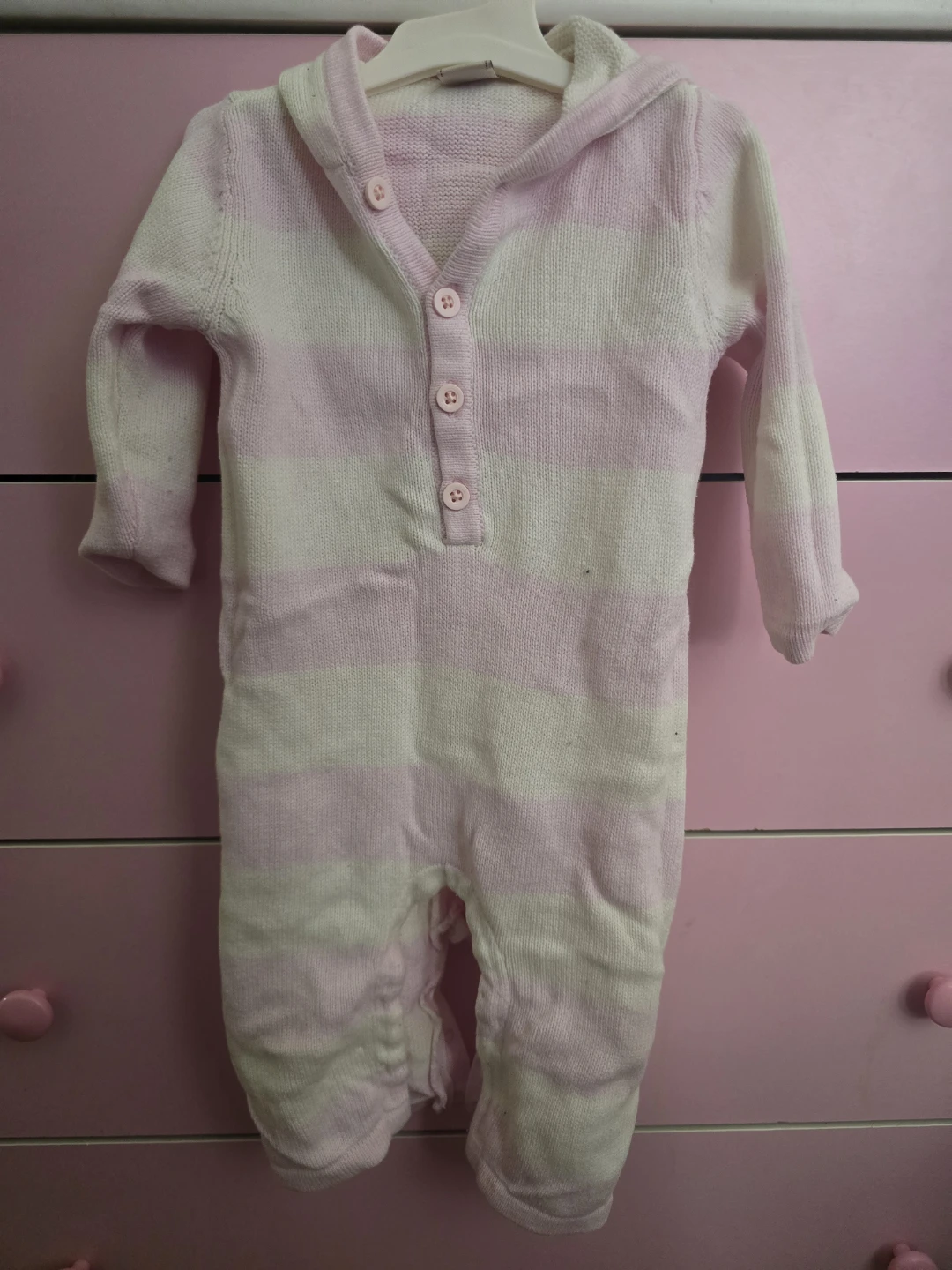 Old Navy Striped Hooded One-Piece, 6-12 Months