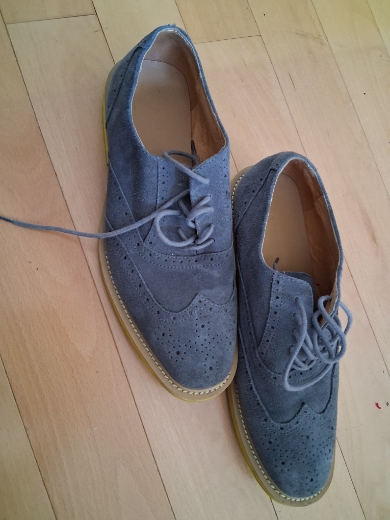 Gray Suede Wingtip Oxfords - photo 2