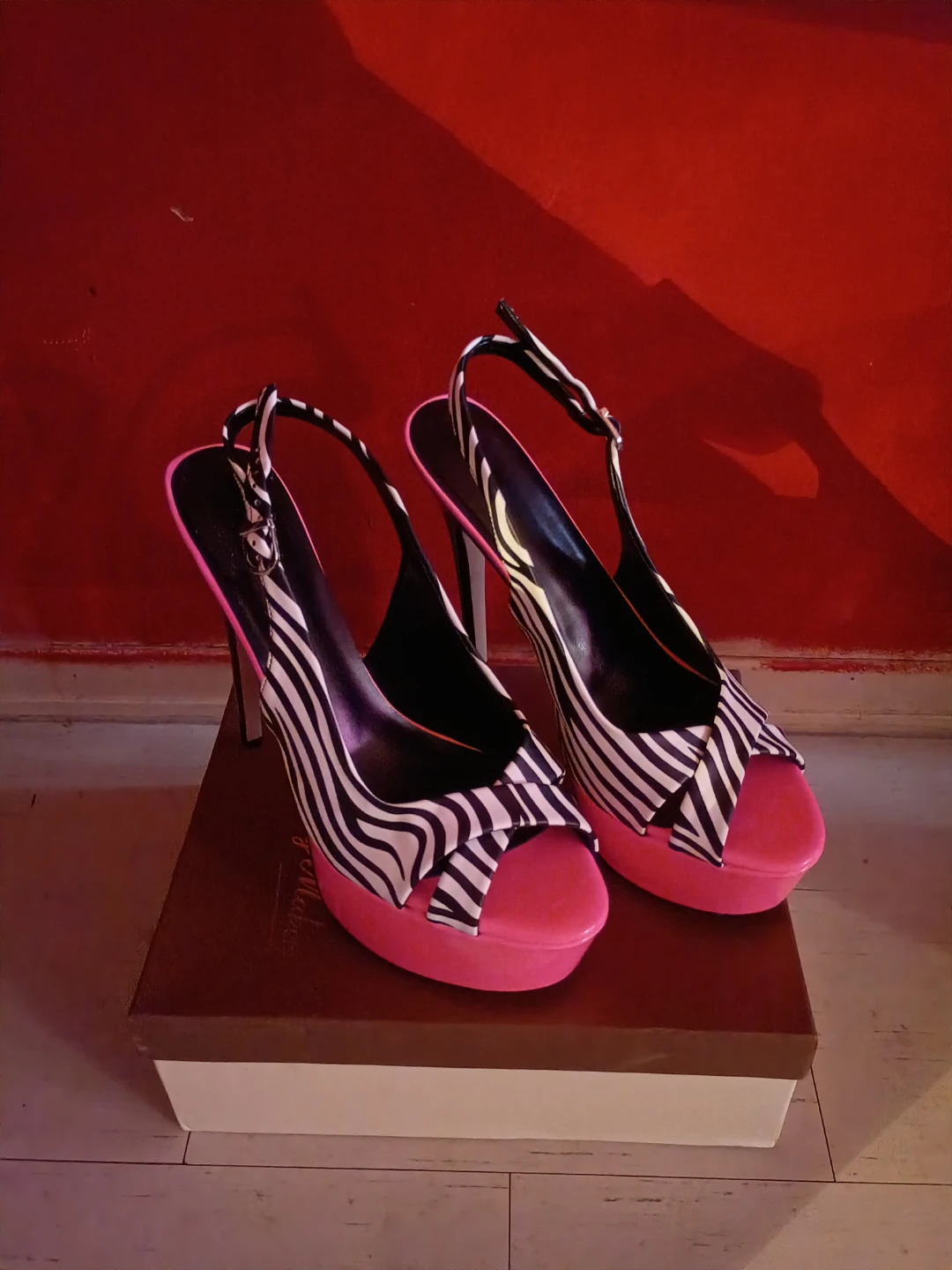Onlymaker Peep Toe Platform Stiletto Sandals Pink US12