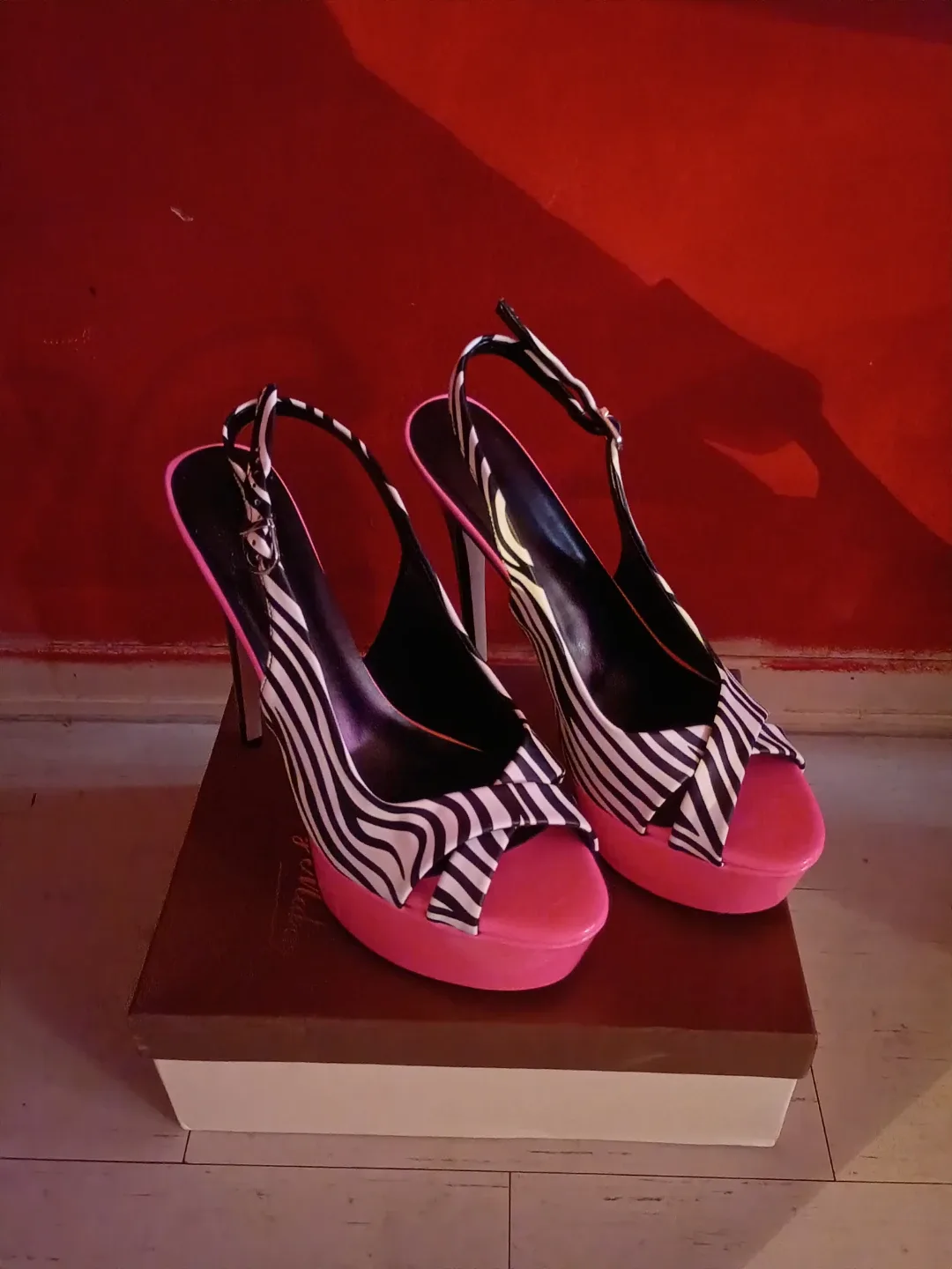 Onlymaker Peep Toe Platform Stiletto Sandals Pink US12