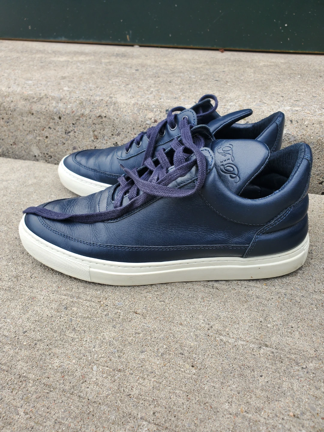Filling Pieces Navy Leather Sneakers