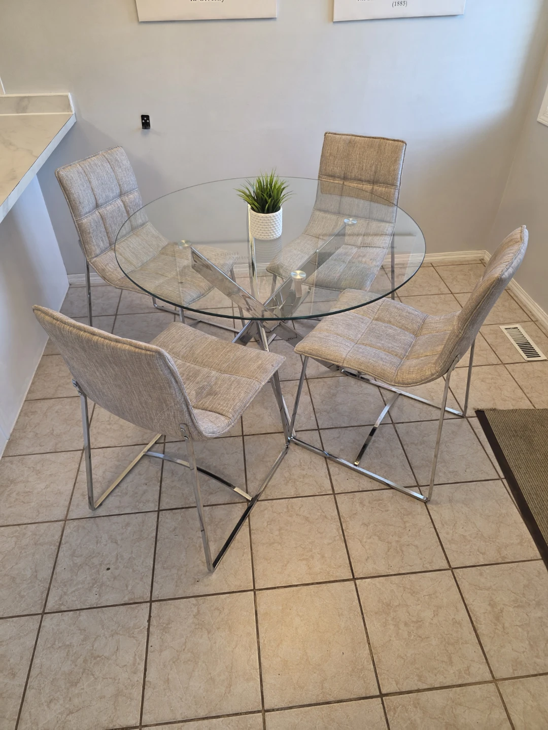 Glass Dining Table with 4 Chairs