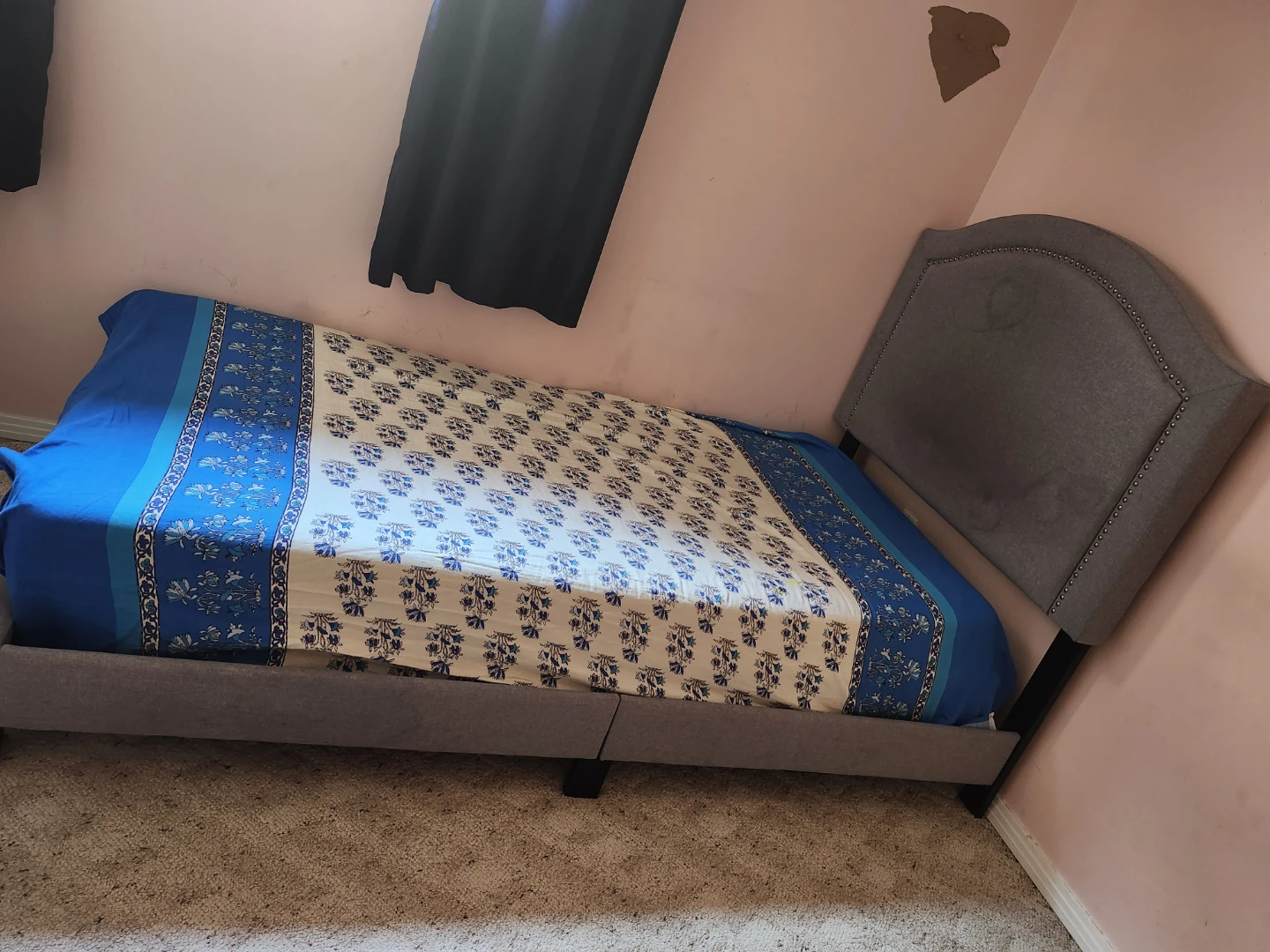 Grey Upholstered Twin Bed Frame - photo 3
