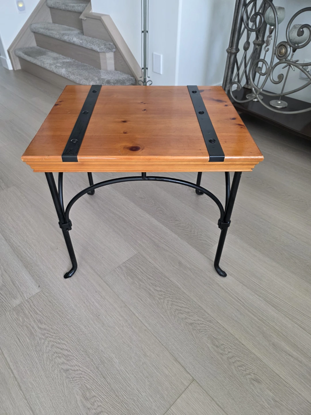 2 Rustic Wood and Iron Side Table - photo 3