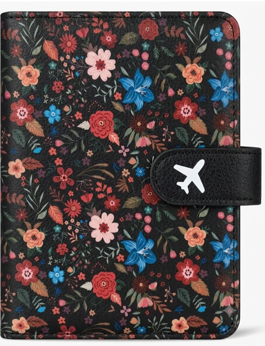 Floral Passport Holder Wallet Organizer RFID