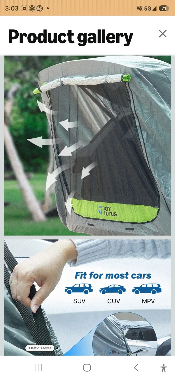 JOYTUTUS SUV Tailgate Tent with Awning Shade - photo 4