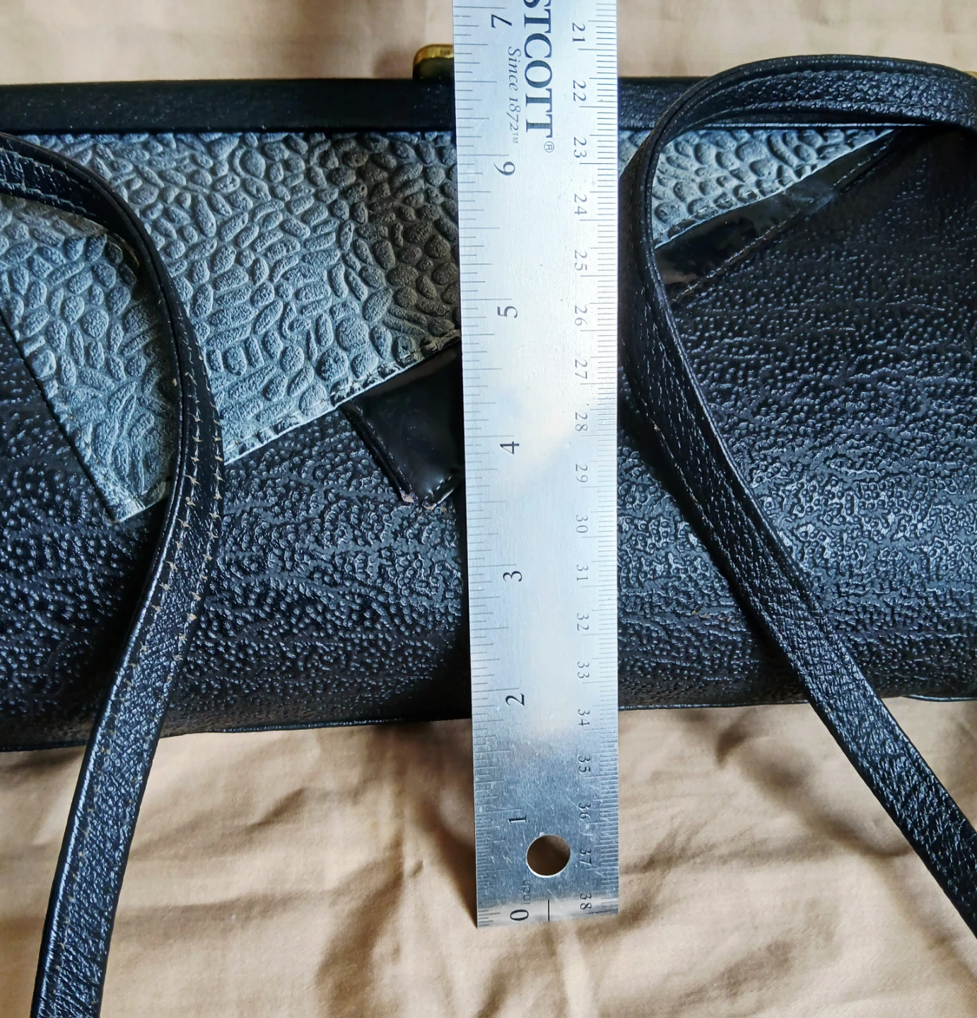 Vintage Black Textured Shoulder Bag - photo 3