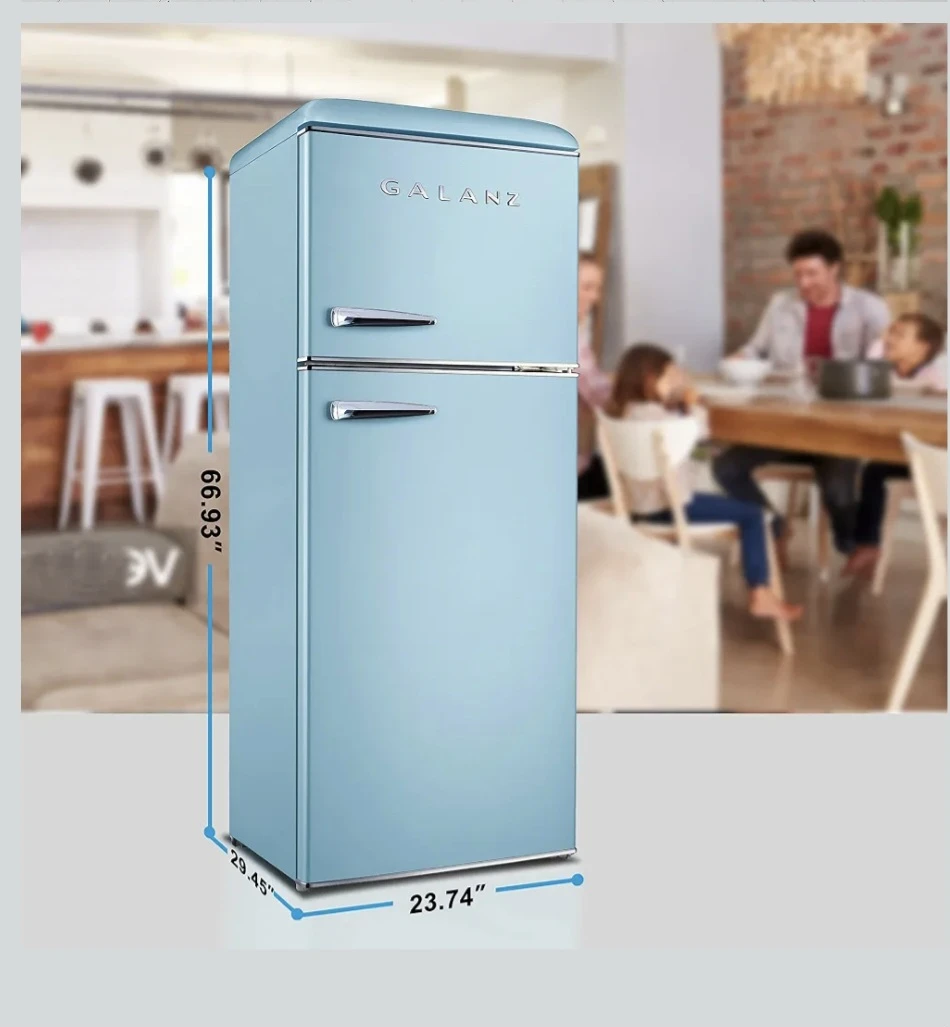 Galanz Retro 2-Door Apartment Fridge - Blue - photo 2