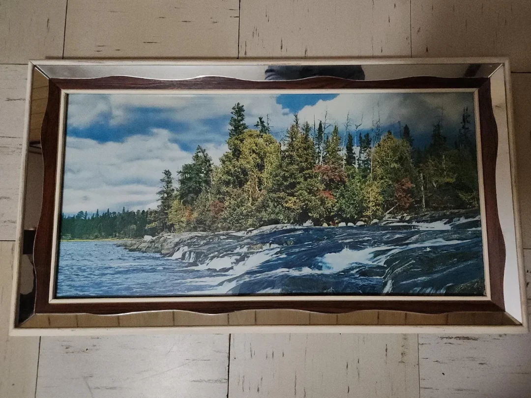Landscape print with mirrored frame