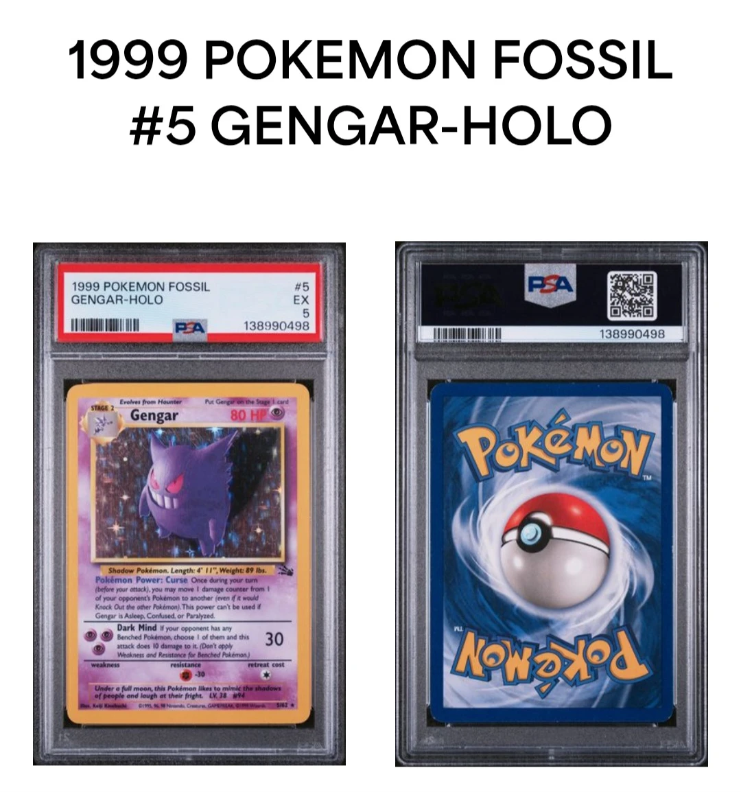 1999 Pokemon Fossil Gengar Holo PSA 5