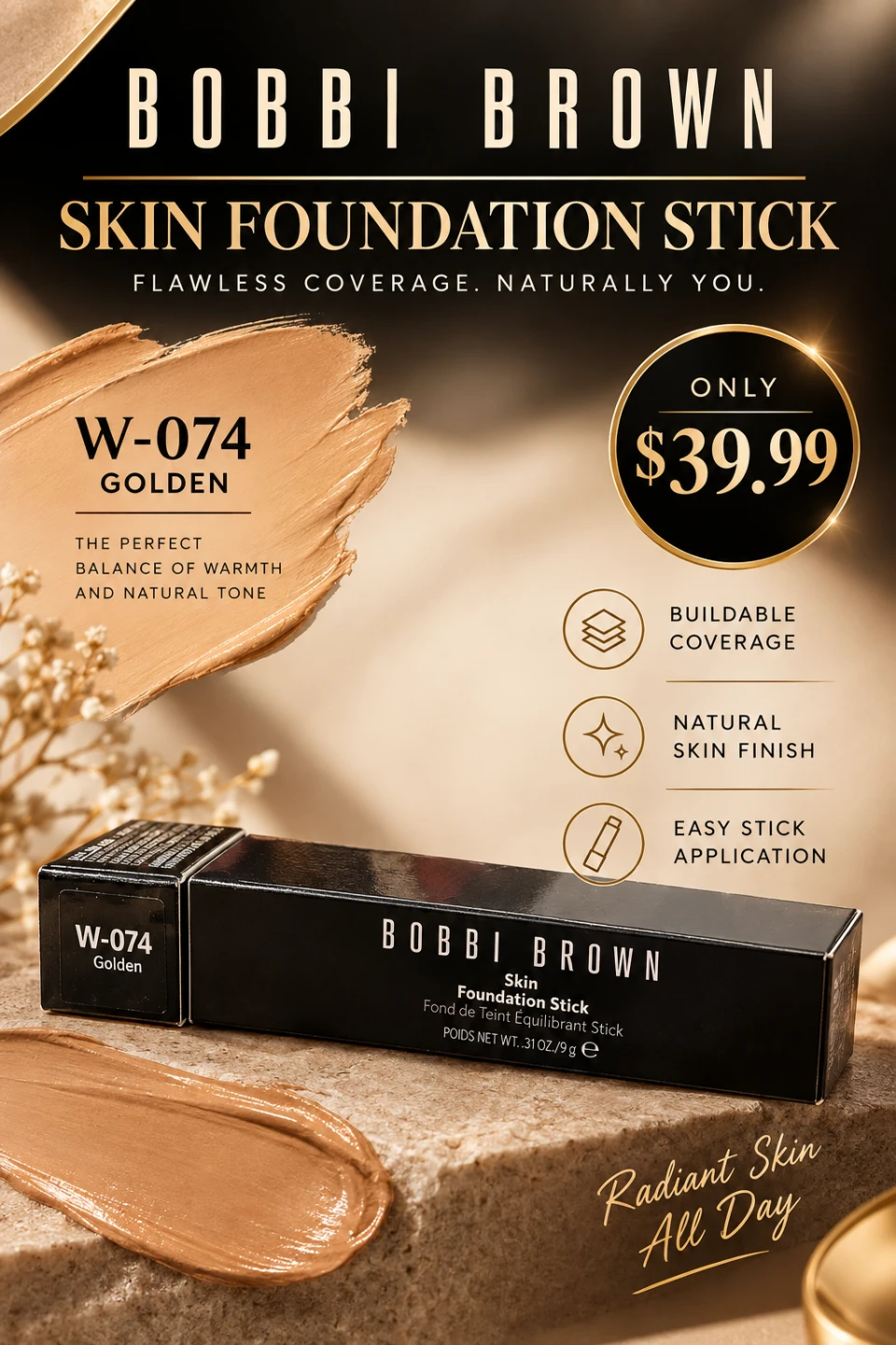 Bobbi Brown Skin Foundation Stick W-074 Golden