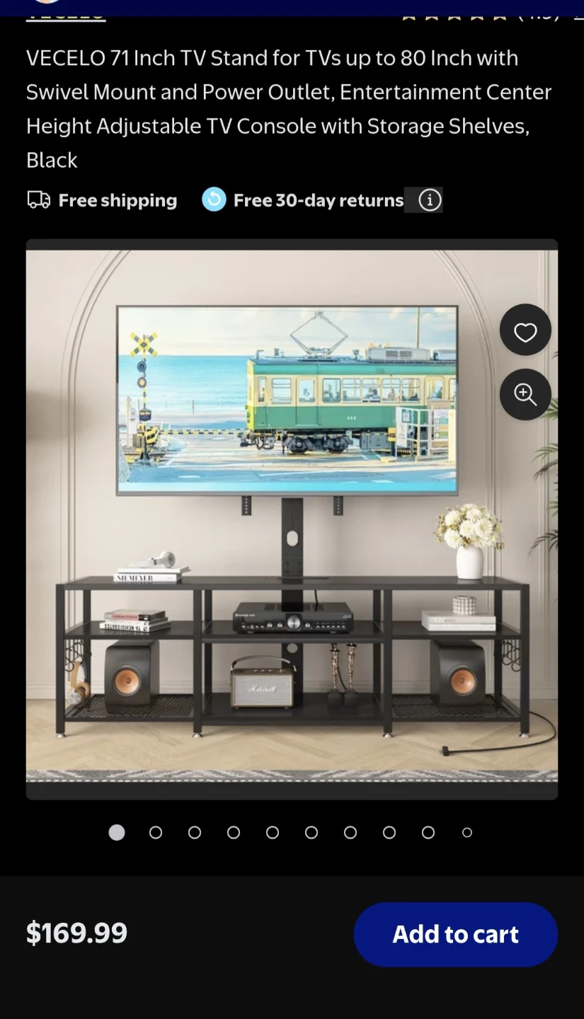 VECELO 71 Inch Swivel TV Stand - photo 2