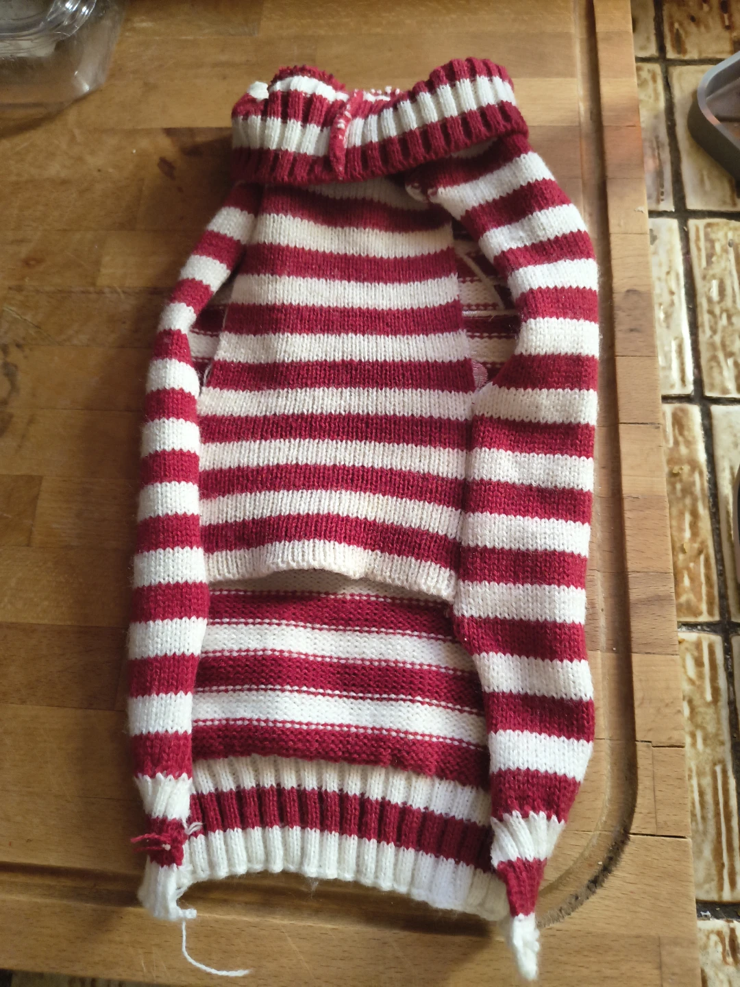 Red and White Striped Santa Dog Sweater - photo 2