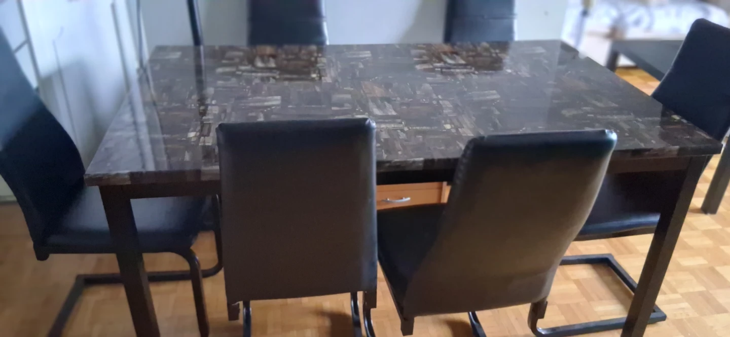 Dining Table with Six Matching Chairs