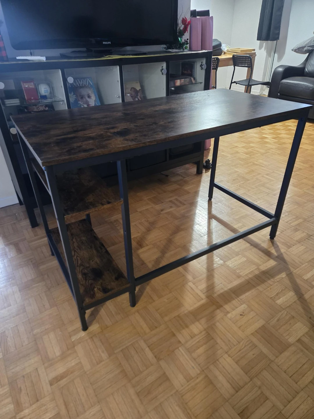 Industrial Style Writing Desk with Shelves