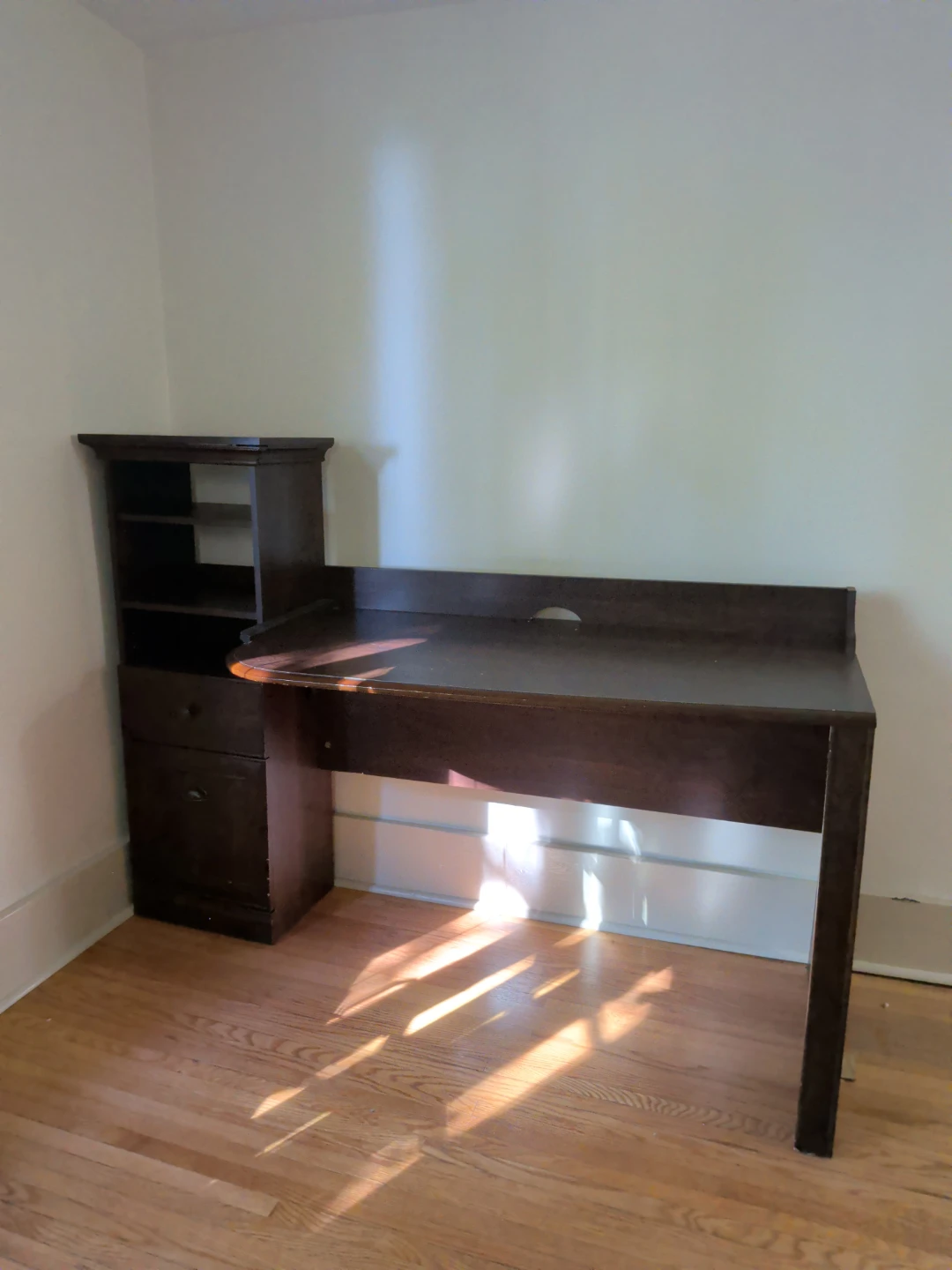 Dark Wood Desk with Hutch and Cabinet