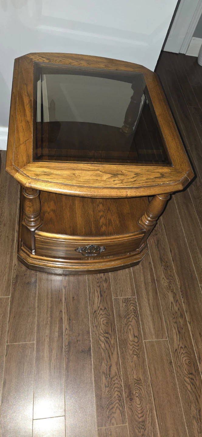 Two Vintage Wood Side Tables - photo 2