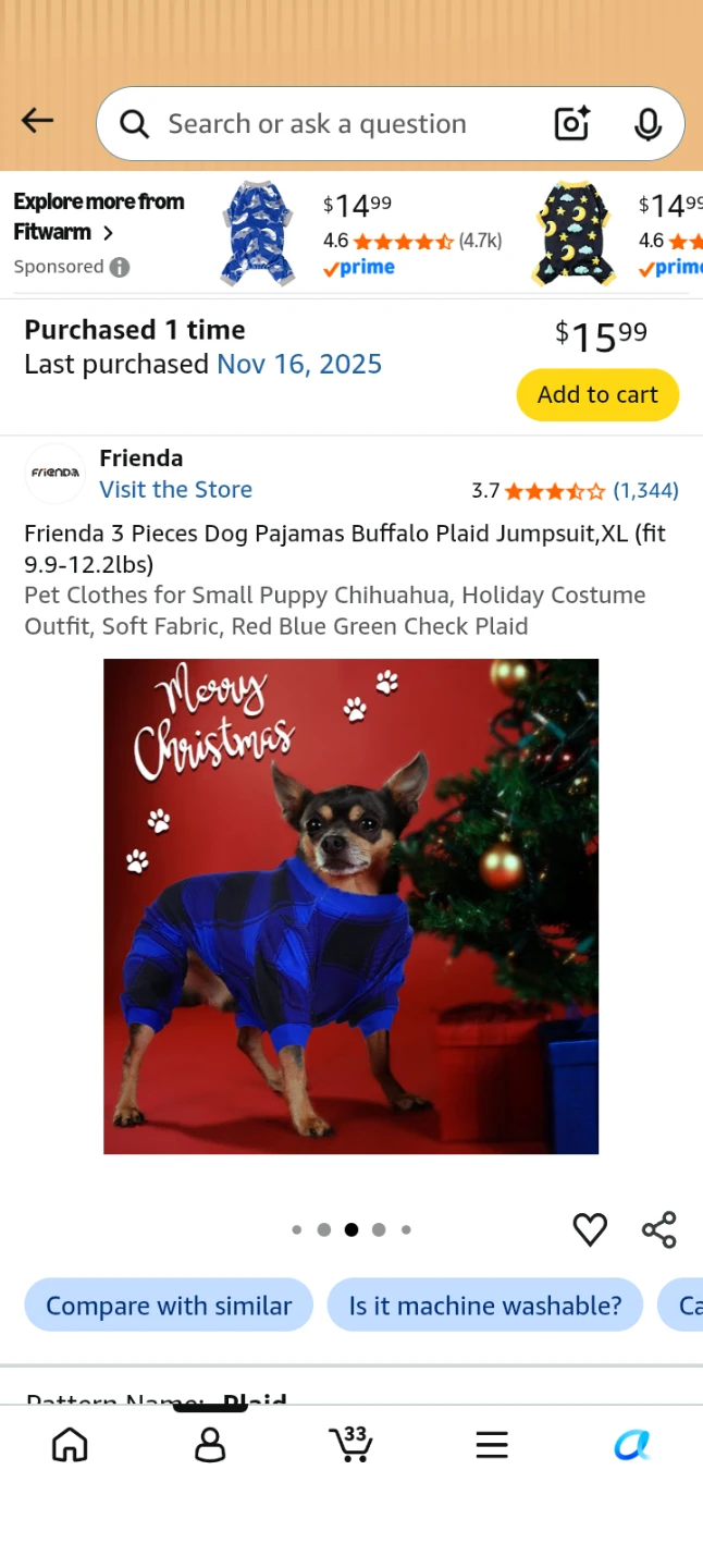 Frienda Dog Pajama Set - Buffalo Plaid, XL 🏈 - photo 2