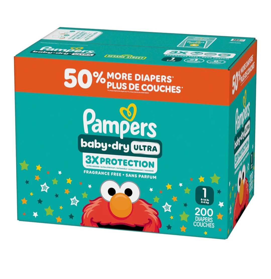 Pampers Baby-Dry Ultra Size 1 Diapers - 200 Count