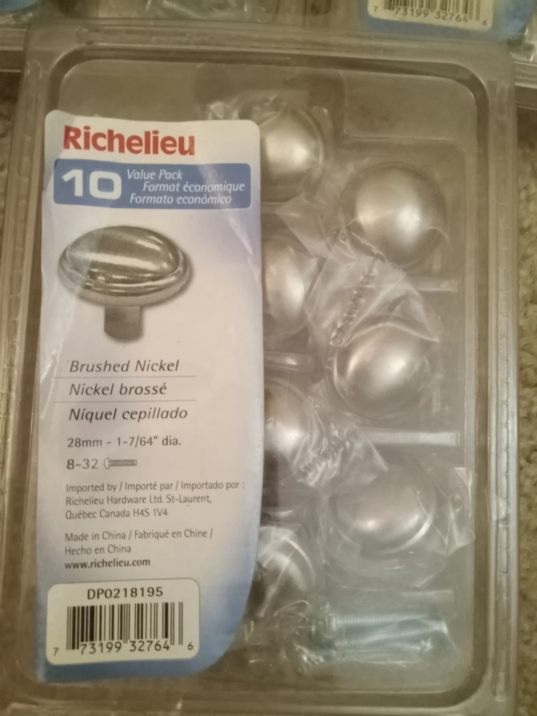 Richelieu Brushed Nickel Knobs - 10 Pack