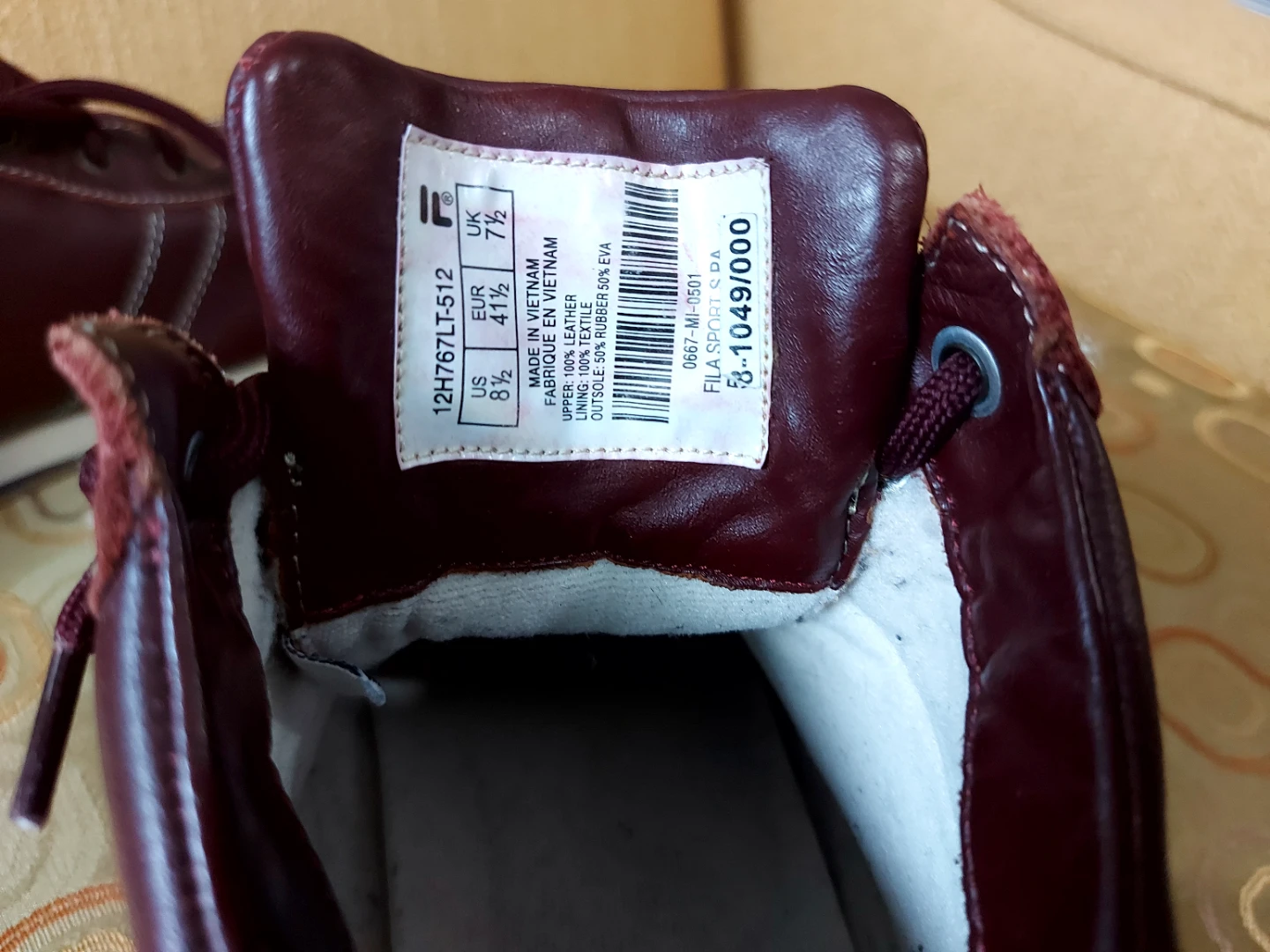 FILA Mid-Top 100% Leather Shoes Burgundy - photo 2
