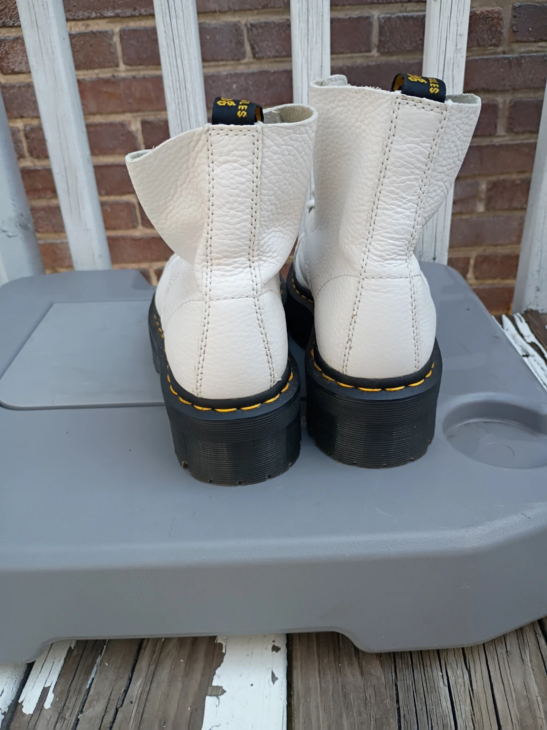 Dr. Martens Sinclair White Leather Platform Boots - photo 5