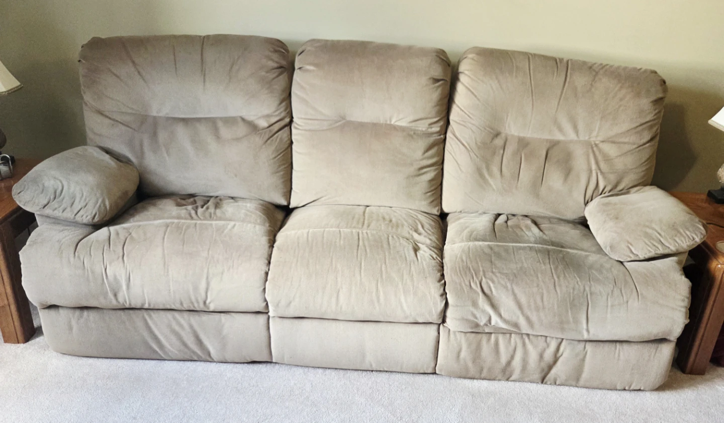 Beige Manual Reclining Sofa and Chair set